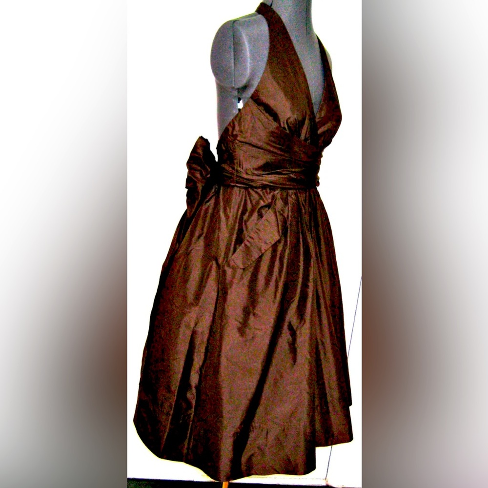 BCBG brown taffeta cocktail dress size 6